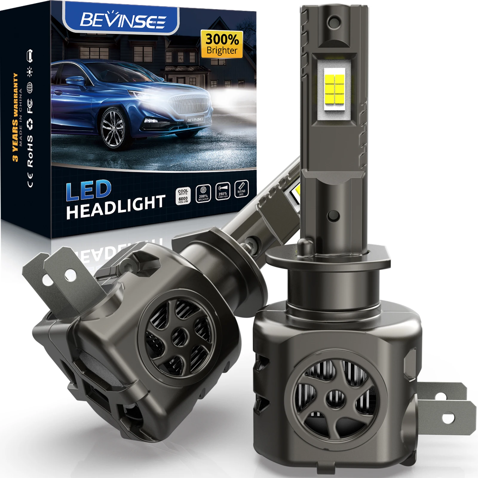 Phare Led Moto Ampoules LED H7 CAR WORK BOX - 15000LM, 70W, 6500K - Pour Voiture 12V Ampoule H4 Led