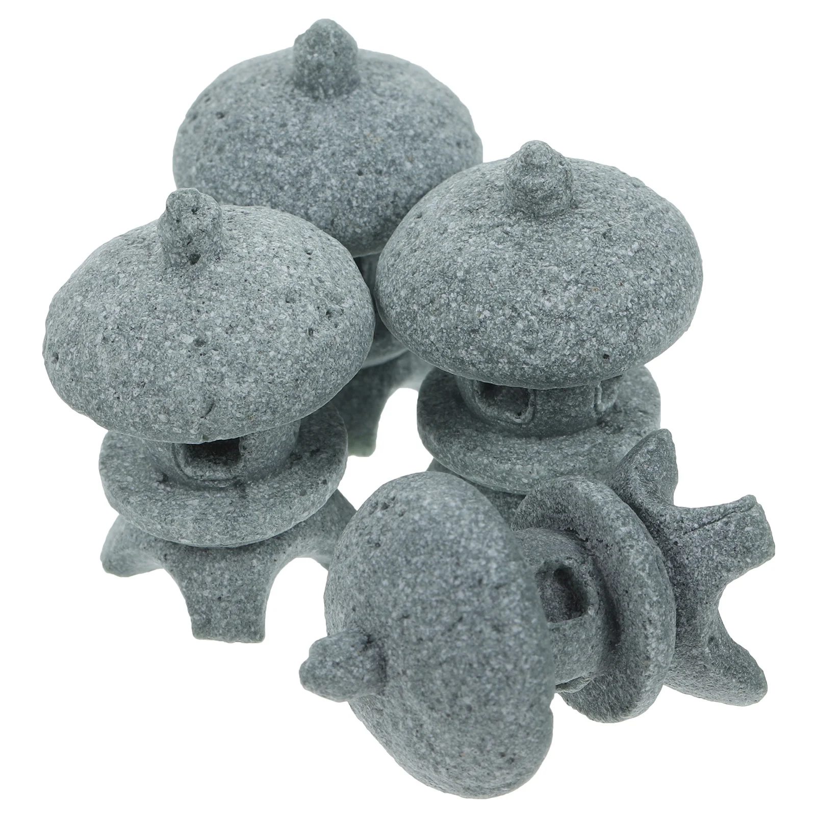 

4 Pcs Simulation Landscape Pavilion Models Mini Tiny Desktop Decoration Sandstone Ornament Statue