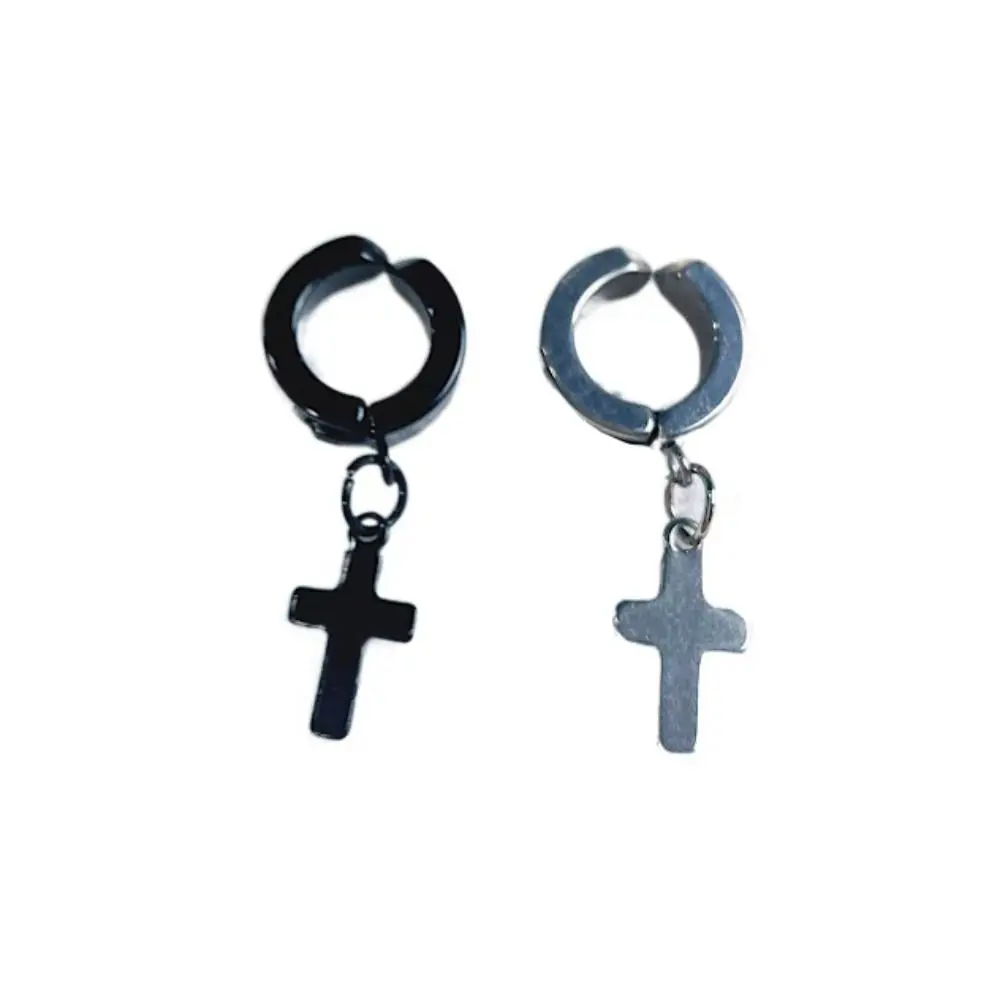 Cross Earrings Hexagram Jewelry Ear Clip Black Silver Stud Earrings Chain Personalized Mini Earring 15cm/20cm