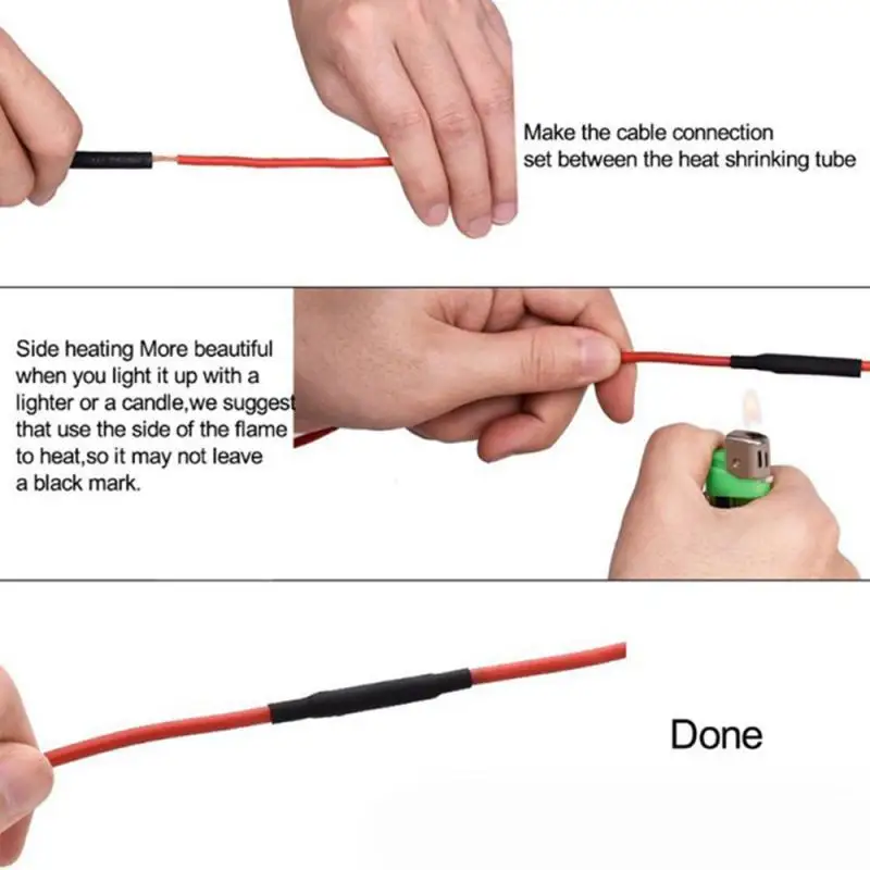 5m SET (5x1)  Black Heat Shrink Tube / Sleeve For Wire Cable Car Electrical Wrap - Foto 8