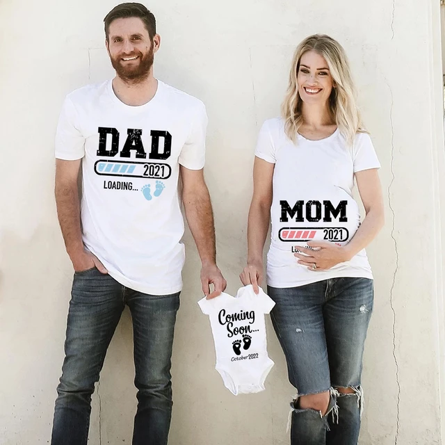 Camiseta familiar estampado de papá, mamá y bebé, camisetas para embarazo, regalos para Baby Shower, novedad de 2021 _ - Mobile