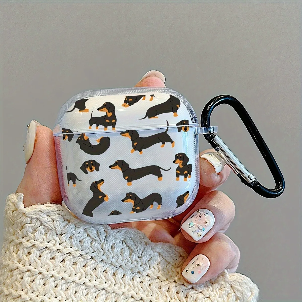 Clear TPU Bluetooth Case For AirPods With Cartoon Bear Pattern