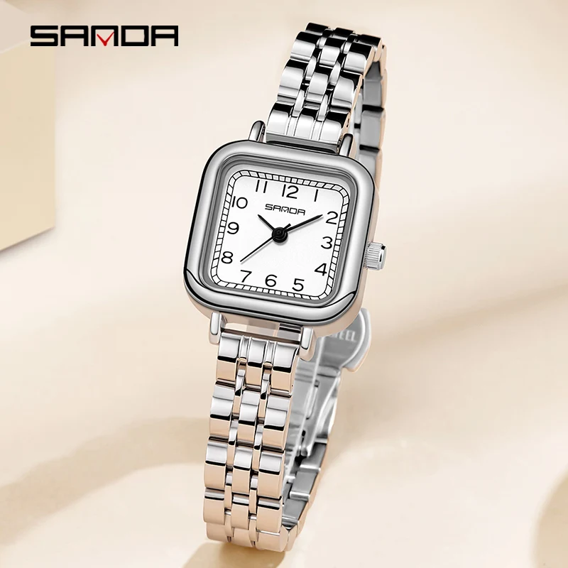 Fashion Temperament Waterproof Quartz Women's Belt Simple Fresh Watch Top New 2023 Sanda 1120 Watch Square Watch