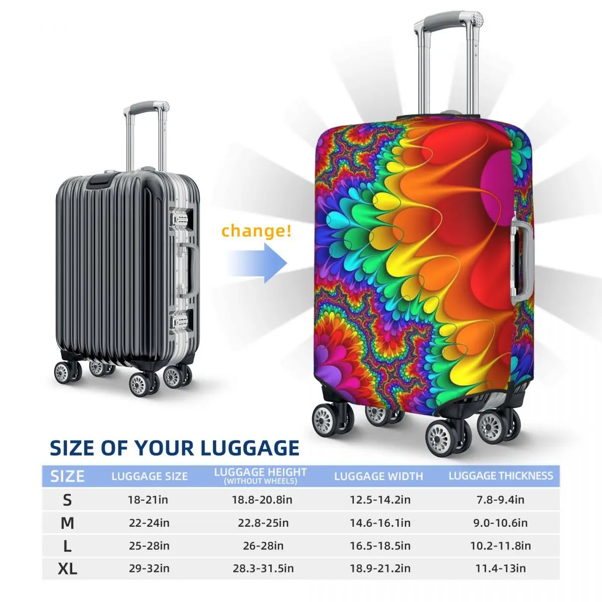 Rainbow Splash Suitcase Cover Luggage Cover