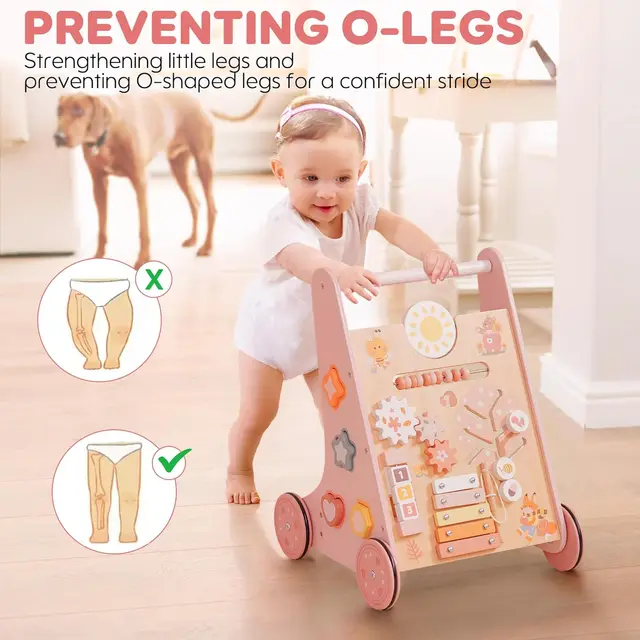 Robotime Robud Wooden Baby Walker with Wheels Montessori Push Toys for Babies Learning to Walk Baby Walkers Activity Center 5