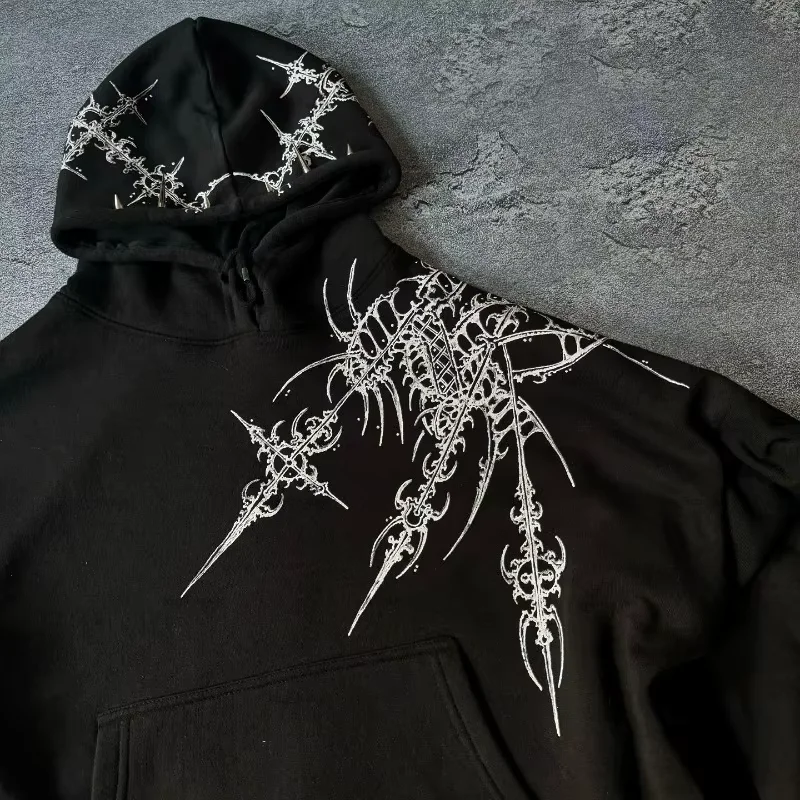 Neue Y2K Streetwear Jeans Amerikanische Straße Kleidung Herren Damen Harajuku Schädel Gerade Breite bein Hosen Hip-hop Casual Hoodie top – Detail 9