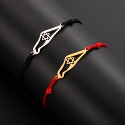 LIKGREAT Hollow Star of David Map Shape Charm Bracelet Geometry Stainless Steel Hexagram Chain Bracelet Jewelry for Women Men