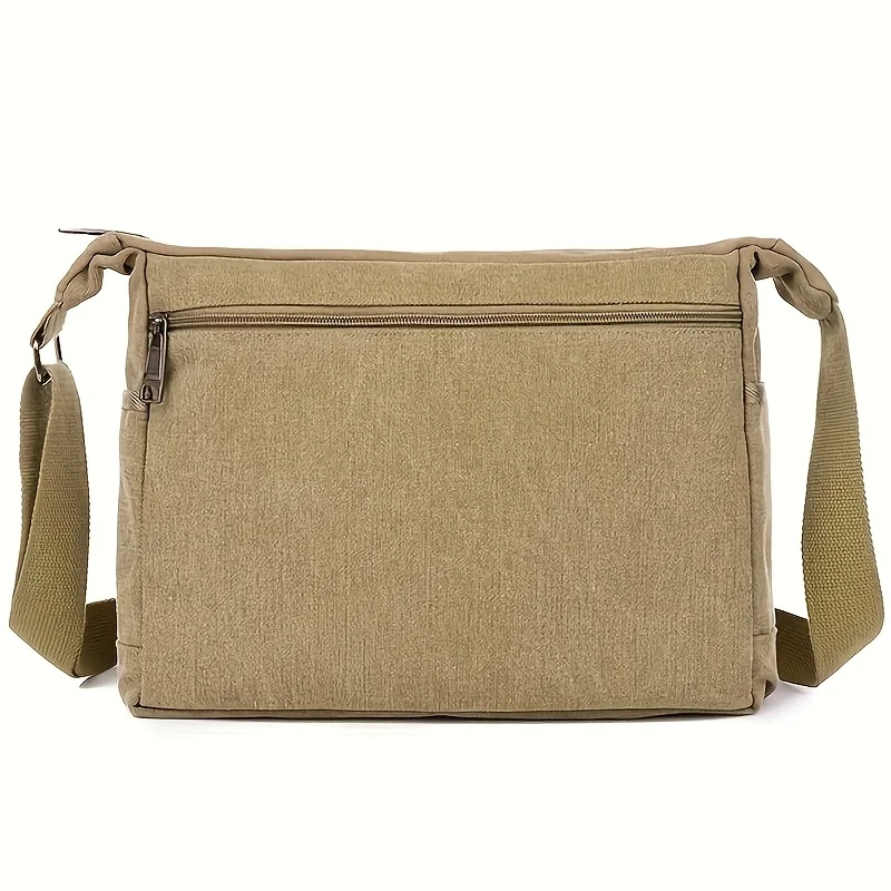 Vintage Messenger Bag with adjustable strap & multi-compartments. Ideal for travel, hiking & daily use. Black, Olive Green,Brown