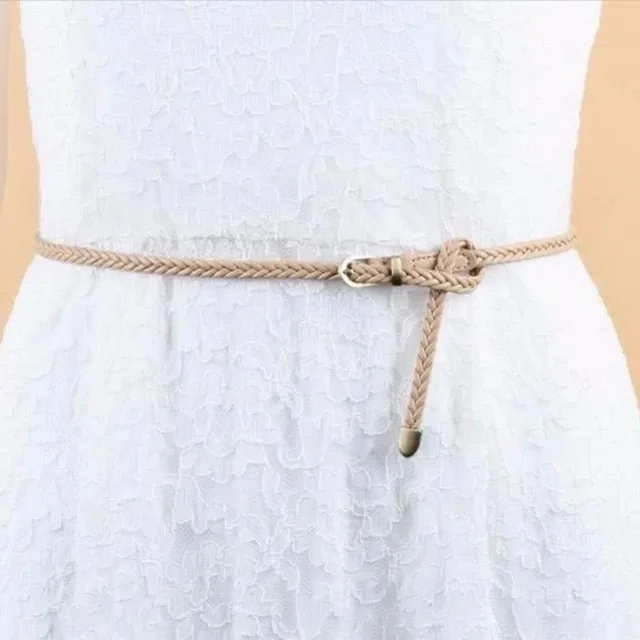 New 8 Colors Belt for Choose Casual Women Party Thin Pin Buckle Woven Braided Belt Waist Strap Waistband 6