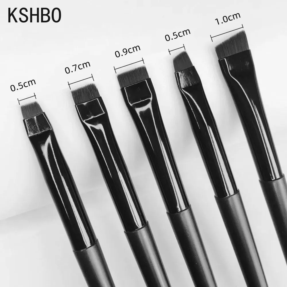 KSHBO Thin Eyebrow Eyeliner Brush Super Fine Angled Brow Contour Brush Portable Women Eyebrow Liner Cream Cosmetic Makeup Tools