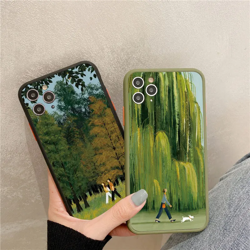Cartoon Green Lawn Suburban Relax Phone Case Per Iphone 14 11 12 13 Pro Max 7 8 14 Plus Se2 Xr Xs X Vintage Cute Back Cover