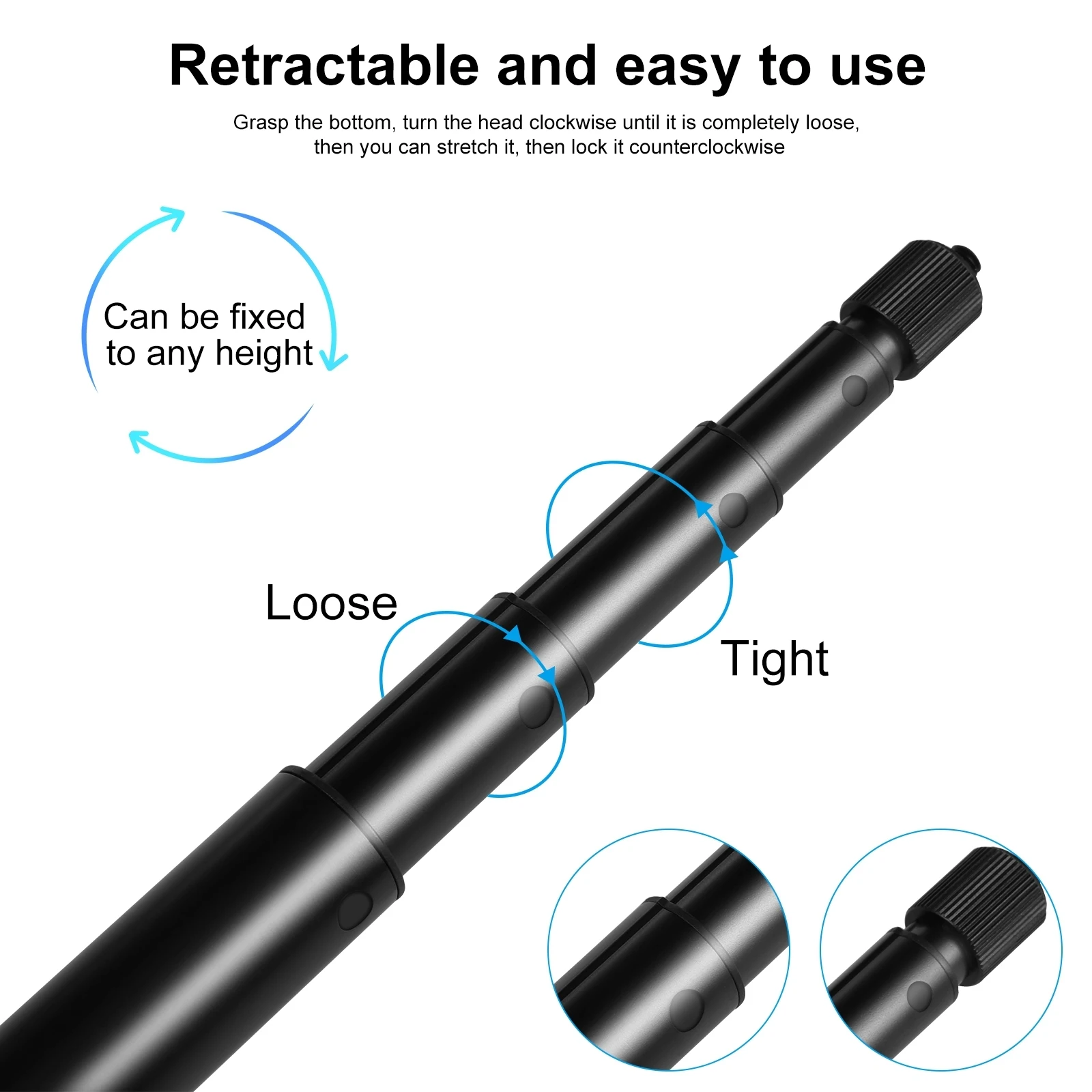 2m Metal Selfie Stick Monopod for Insta360 One RS X2 X3 X4 Action Cameras with 1/4 Screw monopod head