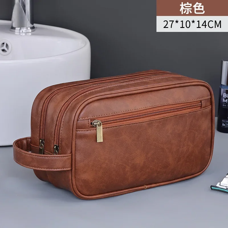 Toiletry Bag for Men PU Leather Travel Wash Organizer Dopp Kit Water-resistant Shaving Bag for Toiletries Accessories 6