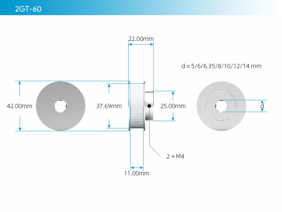 GT2 2GT Timing Pulley 30 36 40 60 80 Teeth Wheel Bore 5mm 8mm Aluminum Gear Teeth Width 10mm 3D Printer Parts Accessories