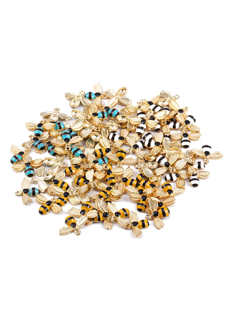 15 Stück schöne gelbe blaue schwarze Emaille Biene Zinklegierung Anhänger Charm für Damen Ohrringe Halskette DIY Schmuckherstellung Zubehör – Detail 8