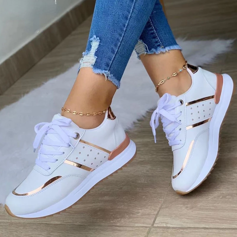 New Women Sneakers Platform Shoes Leather Patchwork Casual Sport Shoes Ladies Outdoor Running Vulcanized Shoes Zapatillas Mujer 3