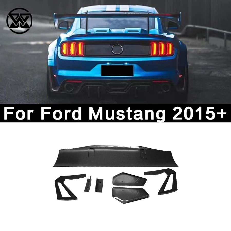 

High quality Carbon Fiber Tail fins Rear Trunk Lid For Ford Mustang 2015+ Car Spoiler Rear Wing upgrade