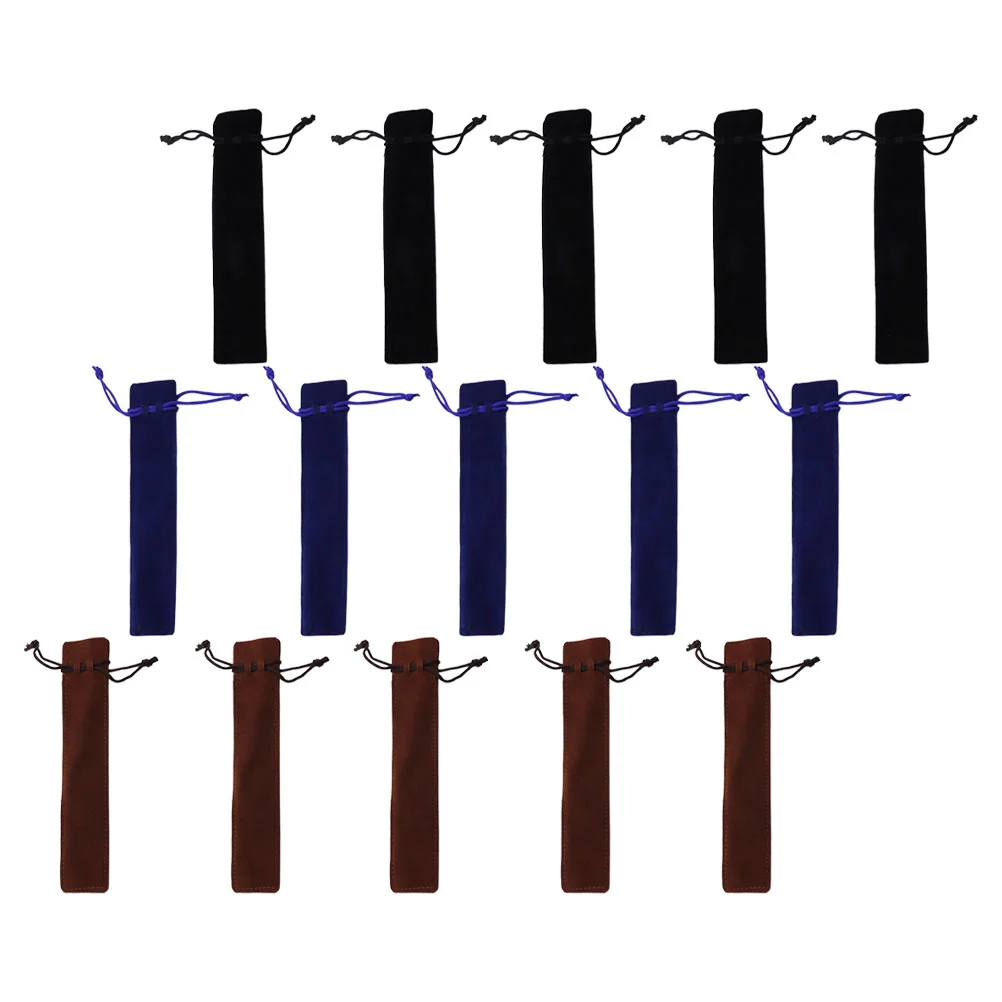 

15pcs Drawstring Pen Storage Bags Fountain Pen Holders Lint Scratch-proof Bagses Portable Pen Storage Bags