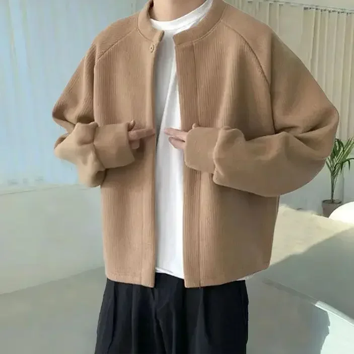 thumbnail image 1 of Cárdigan de punto para hombre, suéter grueso informal para hombre, abrigos cálidos, jerséis de diseño tejidos con forro polar, ofertas de ropa original Y2k 2024 baratas, 1 of 5