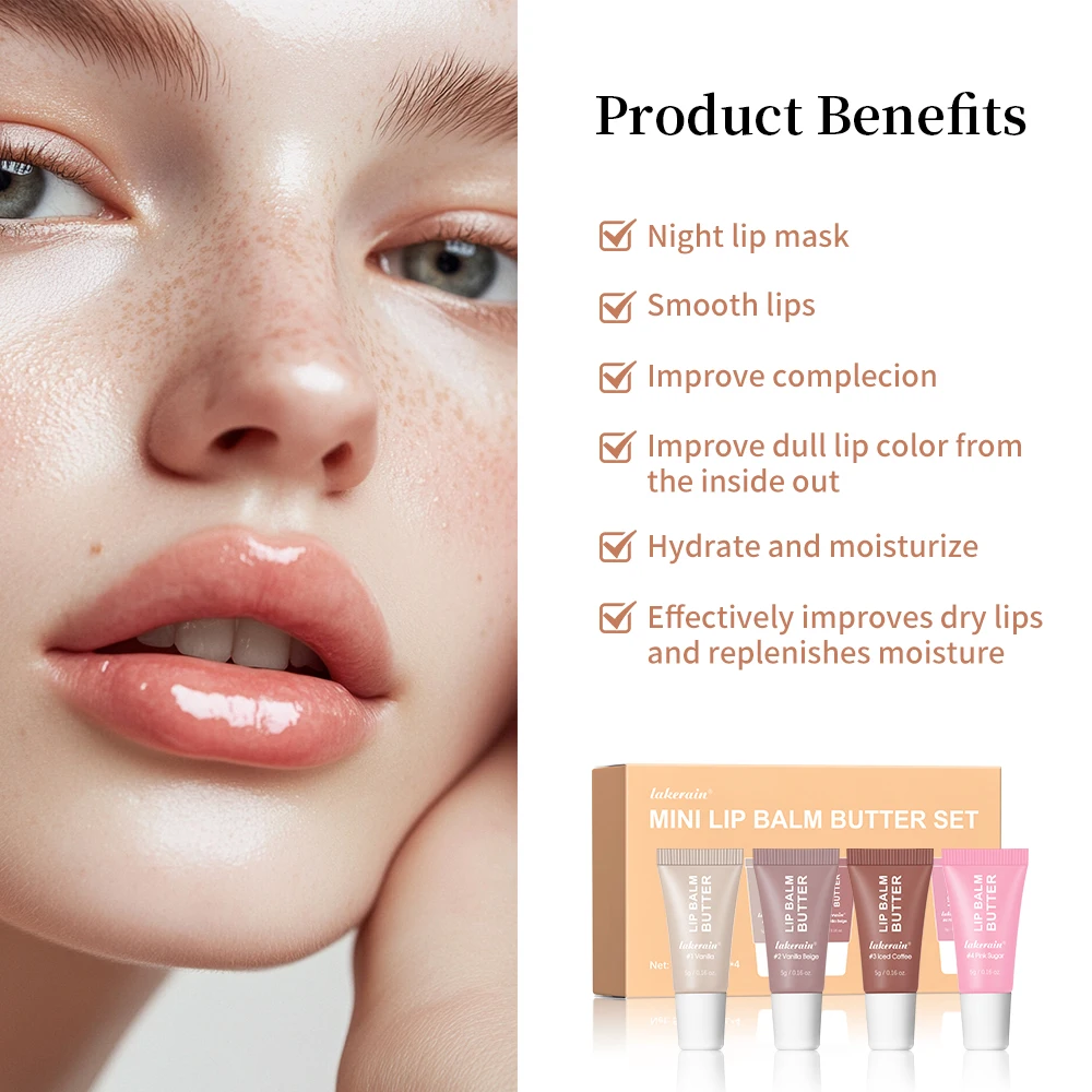 Hydrating Lip Butter Balm Set - Travel-Size Gloss for Nourished, Plump Lips