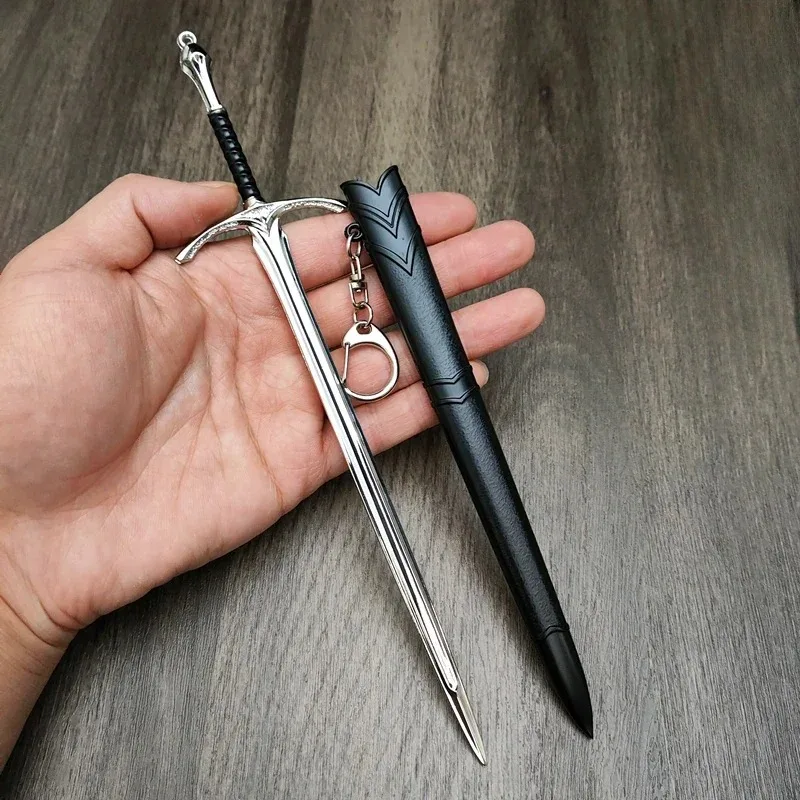 Glamdring Aragorn Narthil Sword Elves Anduril Middle-earth Weapon 22CM Metal Katana Samurai Sword Keychain Ornaments Gifts Toys 5