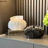 Ceramic Tissue Box Glazed Shell Clamshell Desktop Storage Box Ashtray Napkin Holder Toilet Paper Holder Home Decoraction Luxury 2