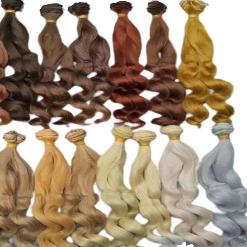 Toy Wigs Doll Wigs Doll Wig Headgear Factory Offer Handmade DIY Fabric Doll Hair 20 Cm High Temperature Deep Wave Hair for 1/3 1/4 1/6 BJD Doll Tree