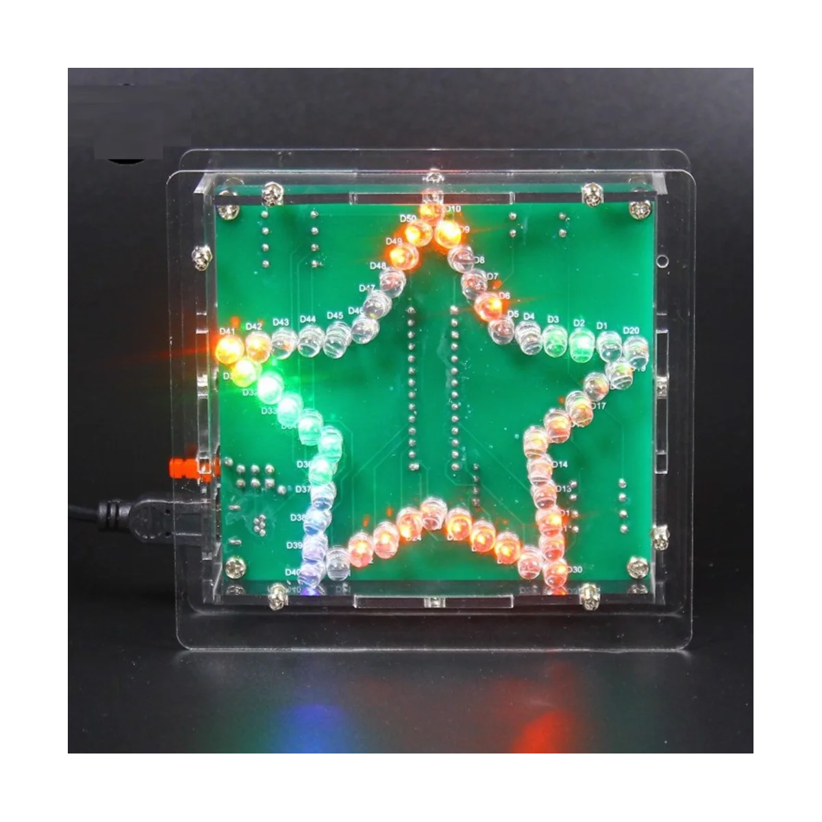DIY 전자 키트 납땜 스위트, 다채로운 뾰족한 별 LED 깜박이 마키 조명 회로 기판 키트, 쉘 포함