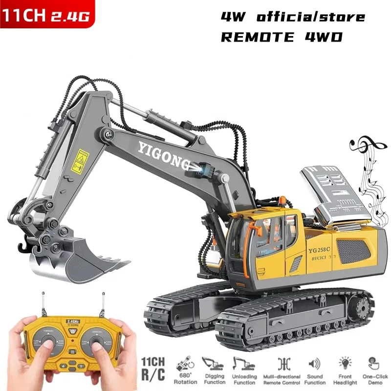 RC Construction Toy 11CH RC Excavator 1:20 Remote Control 2.4G