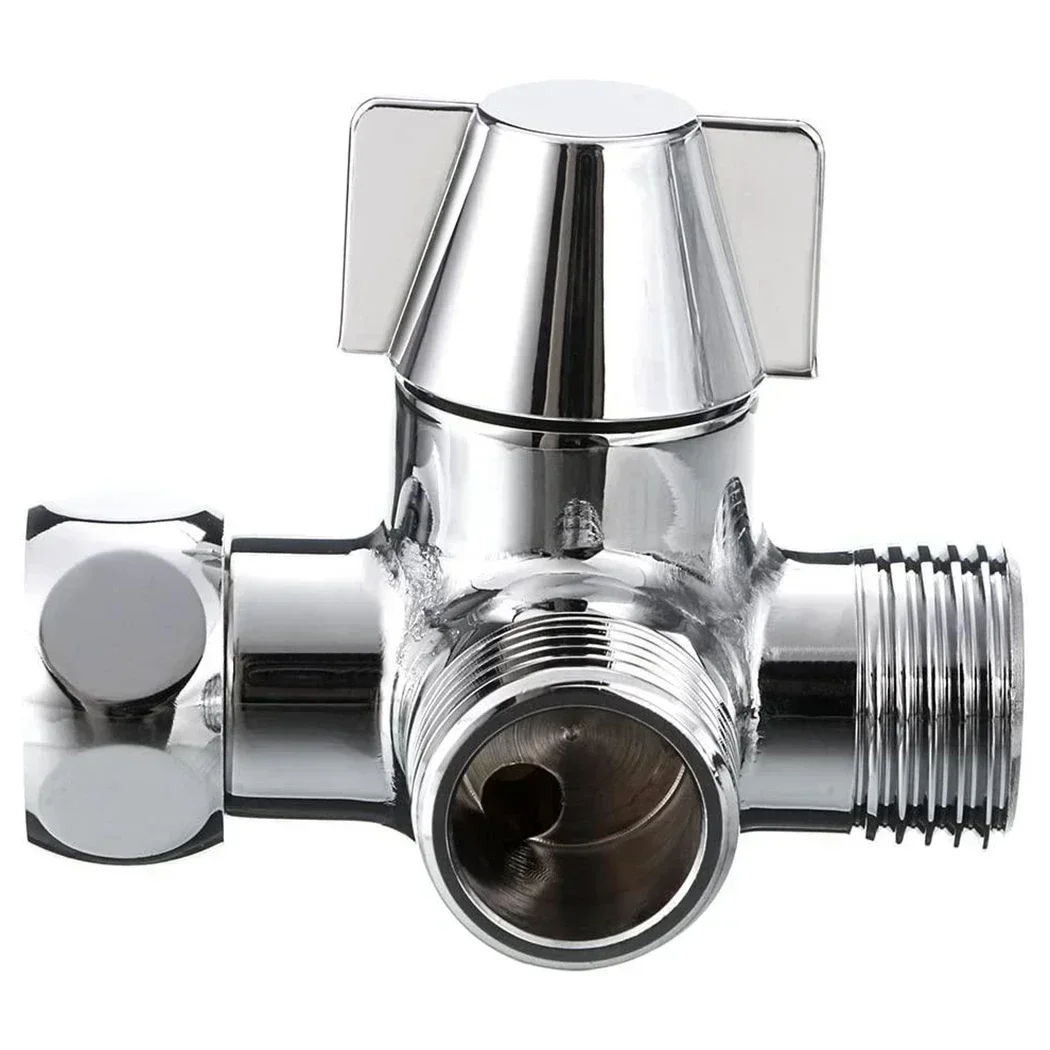 3-way Brass Shower Hose Splitter 1/2" Standard Hand Shower T Adapter Water Valve Diverter 180 Degree Rotating Switch Splitter