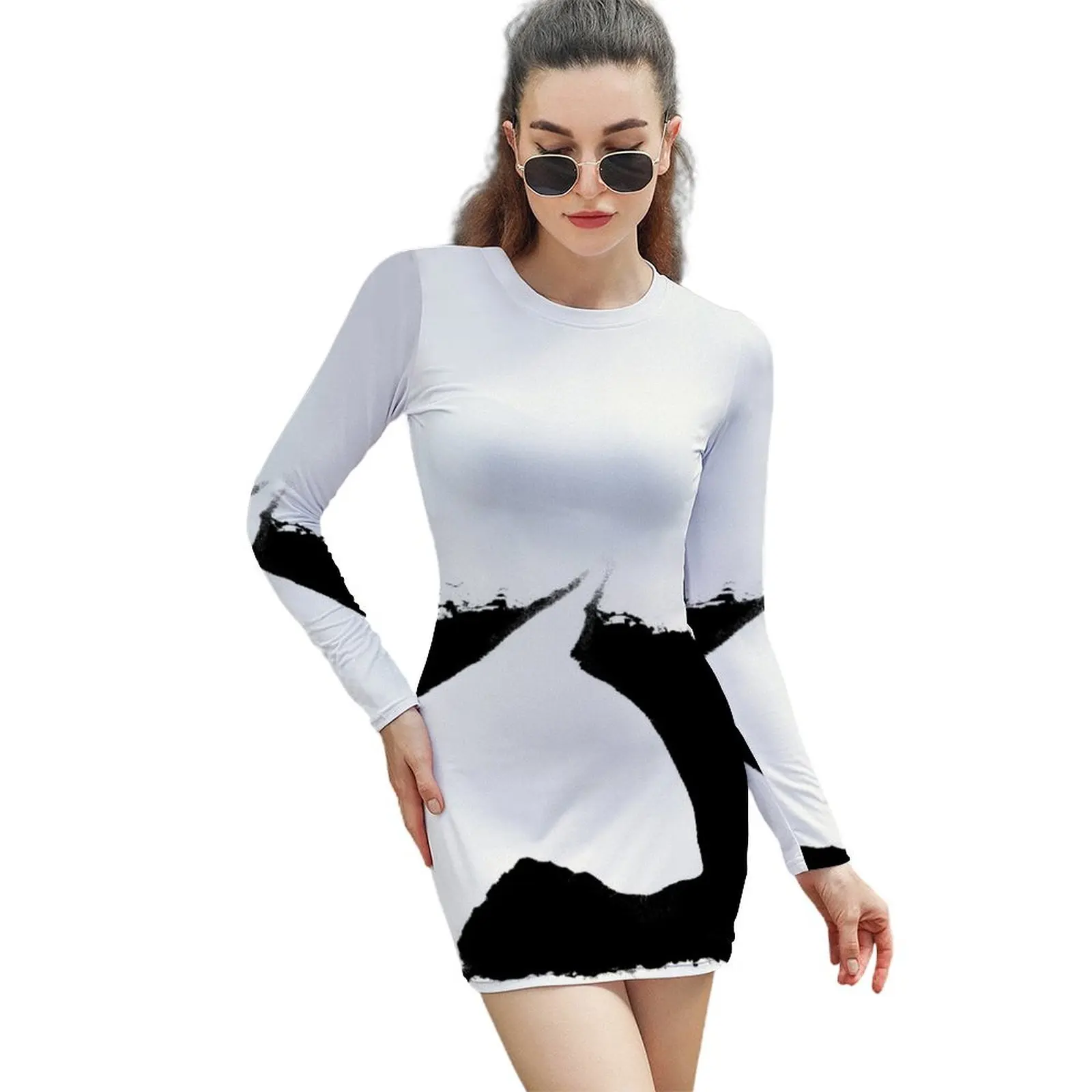 

Bull Terrier Head B&W lge Long-Sleeved Sheath Dress dresses korean style elegant women's dresses sale