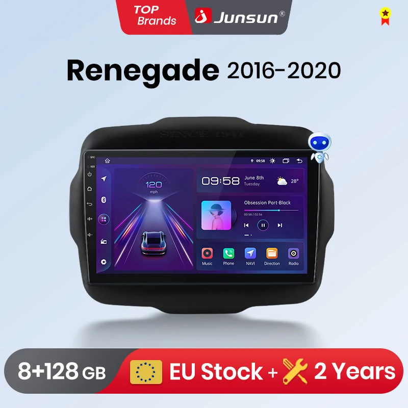 Junsun CarPlay Android Auto Car Radio for Jeep Renegade GPS Intelligent Systems Multimedia Car Radio