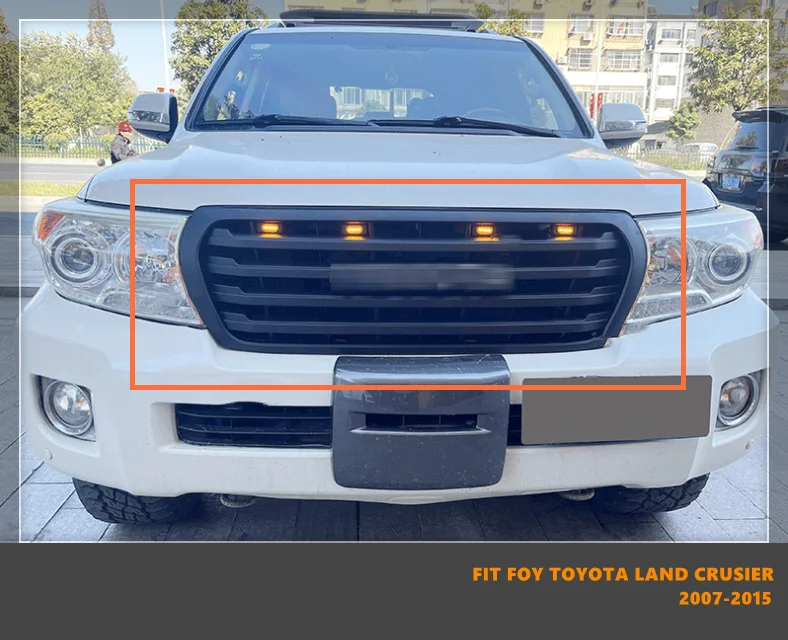 

Good Quality ABS Front Middle Grill Racing Grills With LED Lights Fit For Toyota Land Crusier LC200 2007-2015