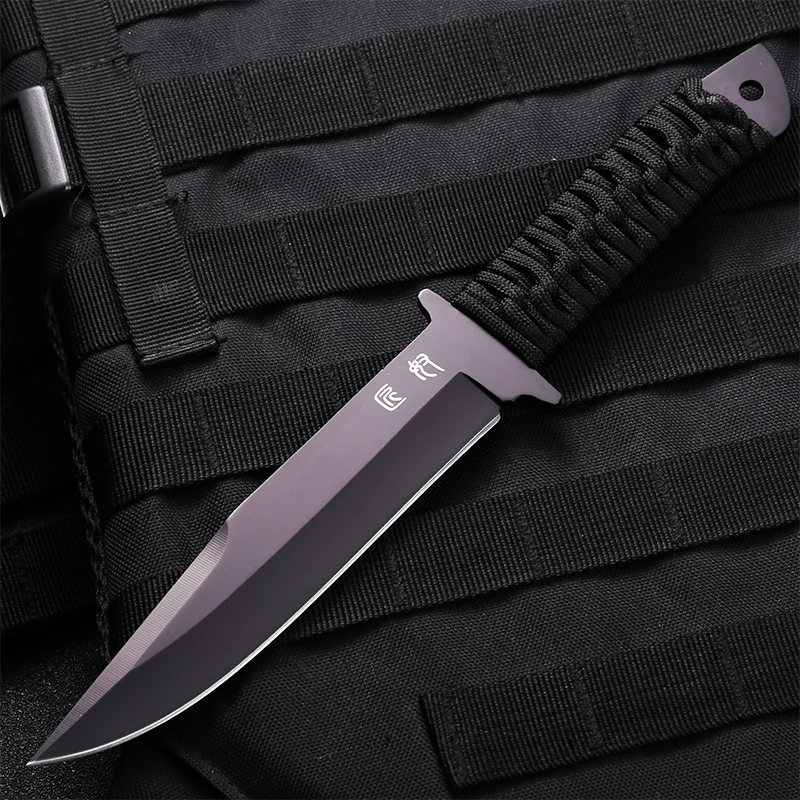 

Barbecue Small Straight Knife Fruit Knife Portable Outdoor survival knife black handle Camping Hunting Hike collection gifts