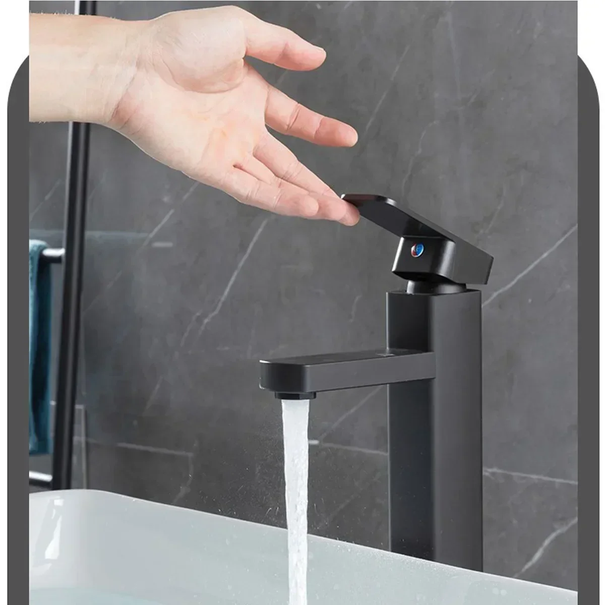 ก๊อกน้ําห้องน้ําสีดําก๊อกน้ําผสมร้อนและเย็นโต๊ะเครื่องแป้งห้องน้ําห้องครัวดาดฟ้าติดตั้งก๊อกน้ําอ่างล้างจานห้องน้ํา 1