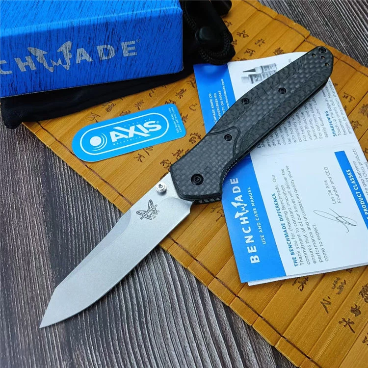 

OEM Benchmade 940 Osborne Folding Pocket Knife Carbon Fiber Handle (3.4" Stonewash) S90V Blade Camping Outdoor Tool EDC Knives