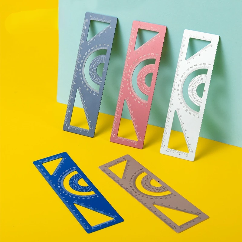 Students Measure Painting Aluminum Alloy Right-angle Ruler Multi-function Ruler Set Office Learning Stationery Protractor 90 degree precise square right angle clamps corner positioning ruler right angle positioning ruler positioning aluminium alloy