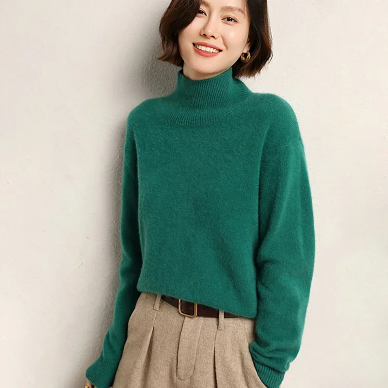 

Tailor Sheep Autumn Winter 100% Pure Cashmere Sweater Turtleneck Women's High Quality Warm Female Loose Thicken Knitted Jumper