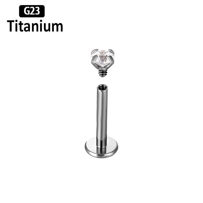 10PC G23 Titanium Piercing 2-5mm CZ Labret Internal Thread Lip Rings Ear Stud Conch Lobe Tragus Piercings Body Jewelry Earrings