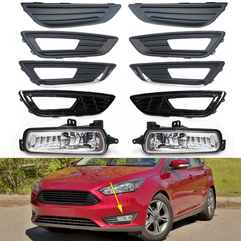 Pair Front Bumper Fog Lamp Grille Covers For 2017-2018 Ford Fusion – Black Plastic, Direct Fit