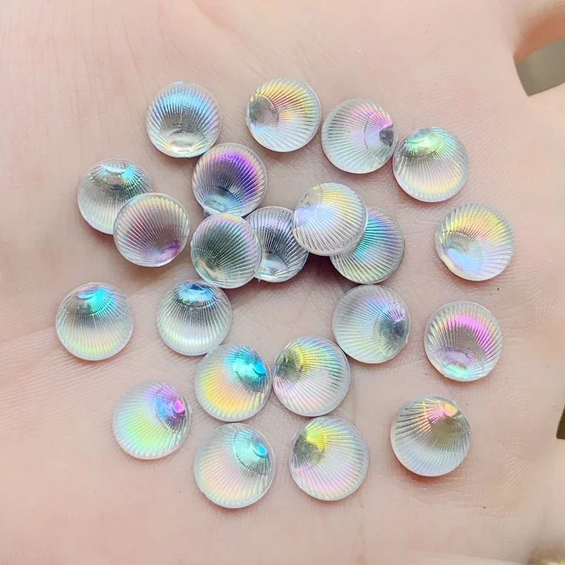 DIY 10mm Kristalle AB Runde shell Harz Strass Applique Flatback Stein Nicht Hotfix Strass Diamant für Handwerk 40 stücke-HW06