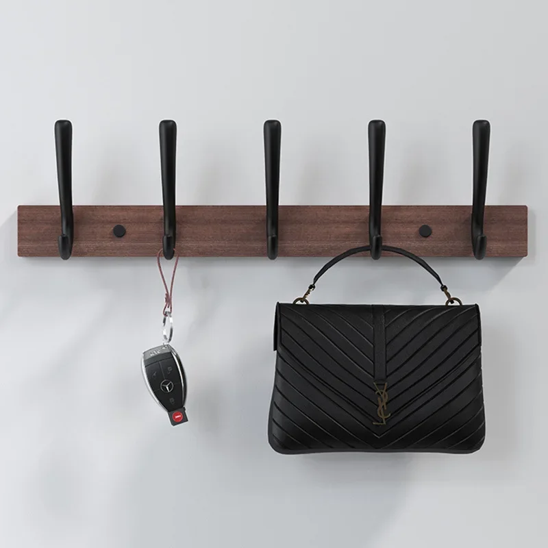 Wood Coat Rack Wall Hooks for Kitchen Bathroom Hallway Towel Key Accessories Creative Decorative Wall Storage
