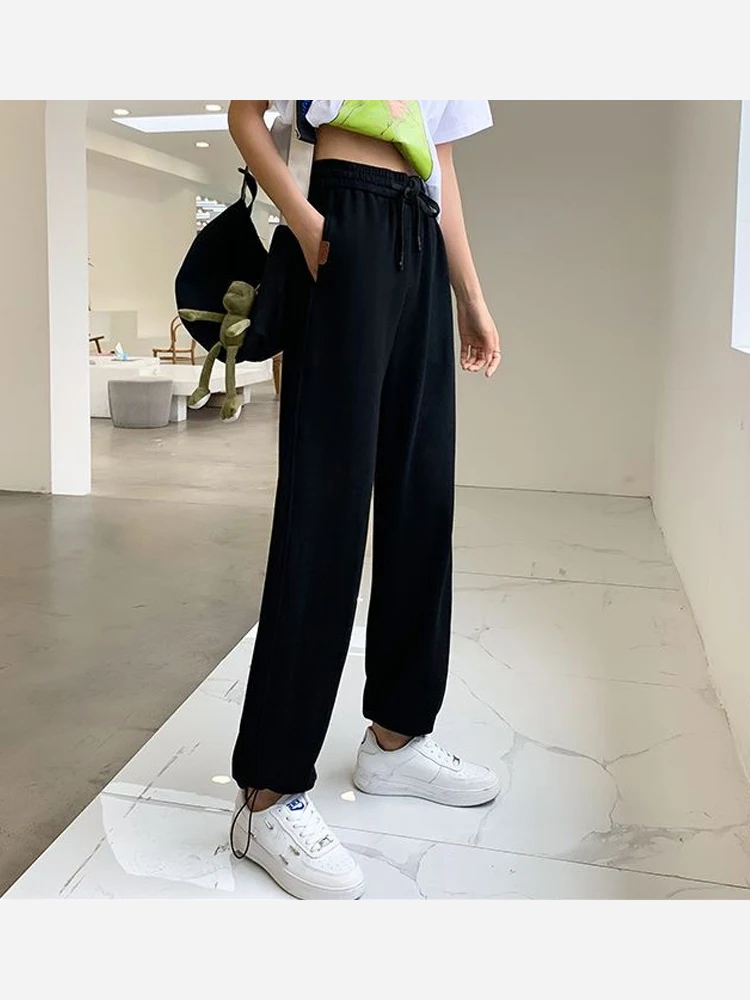 

JESSIC Jogging Sweatpants Women's Autumn/Winter New Korean Fashion Casual Elastic Waist Loose Gray Sweatpants Trousers New