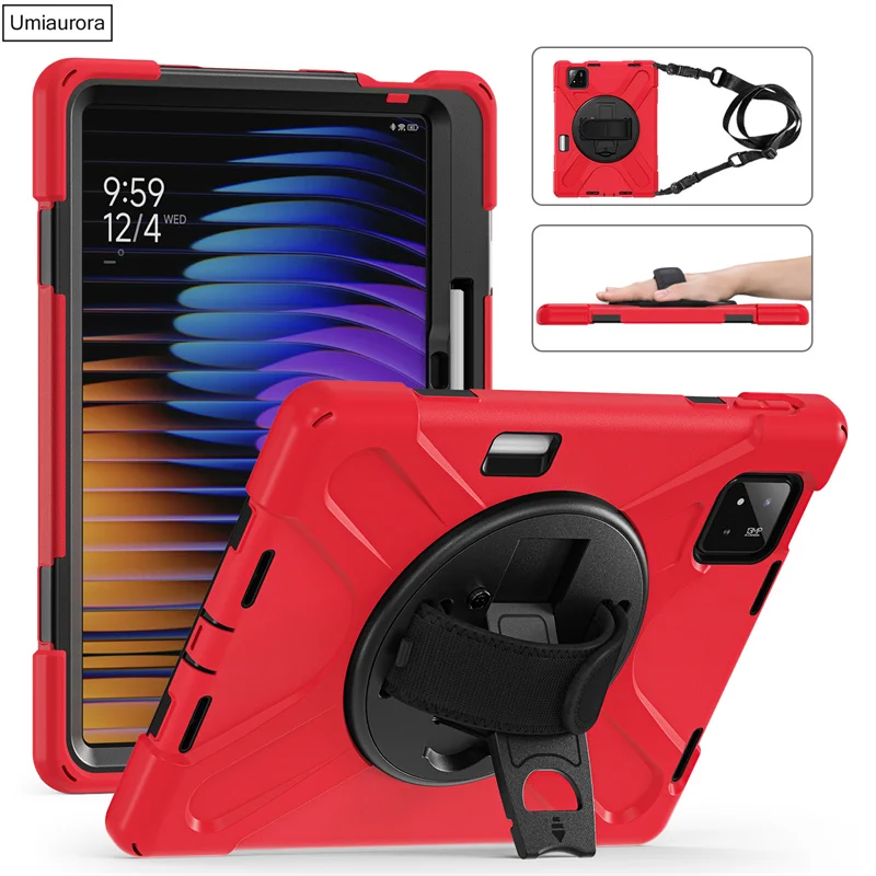 Shockproof Rugged Tablet Case with Stand & Hand Shoulder Strap - Enhanced Protection Cover