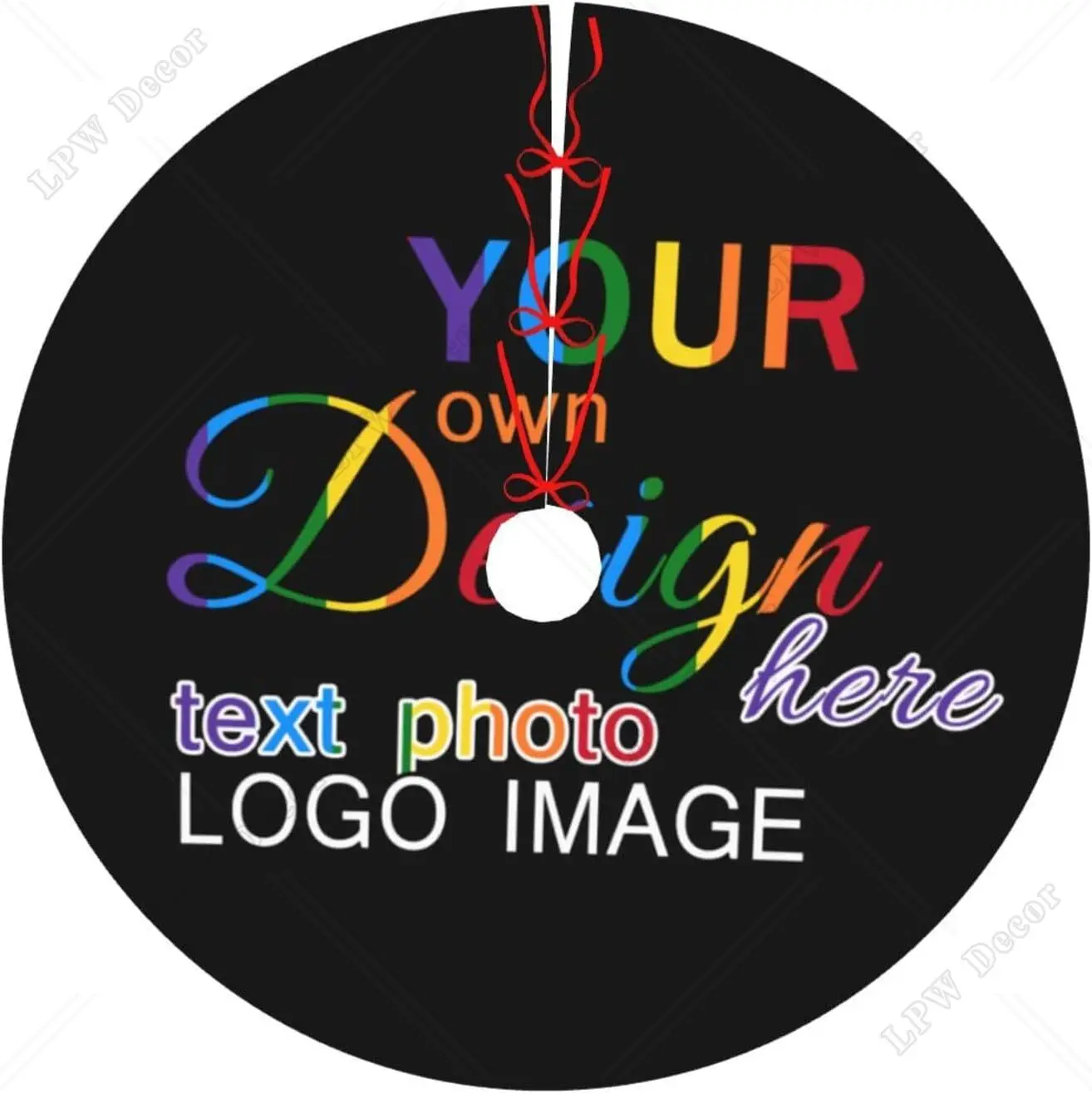 Custom Christmas Tree Skirt 40Inch Personalized Xmas Tree Skirt with Photo Logo Image Text Xmas Farmhouse Party Tree Decorations
