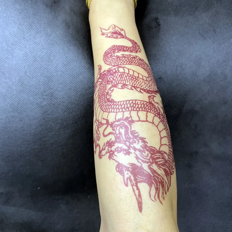 Red Chinese Dragon Temporary Tattoo Stickers For Men Women Arm Body Art Waterproof Fake Tattos Cool Party Decals Tatoos |