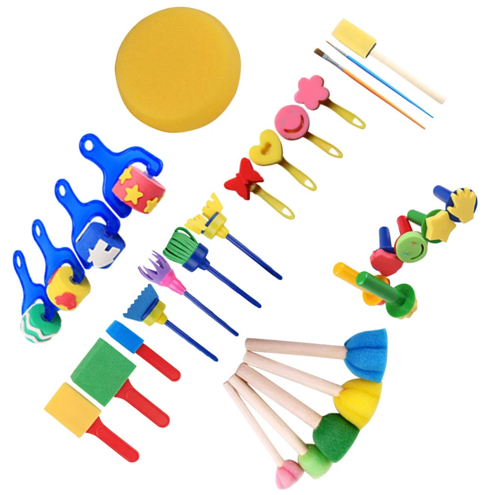 

30 Pcs Brush Graffiti Tool Child Paint Childrens Drawing Tools Plastic Painting Sponge