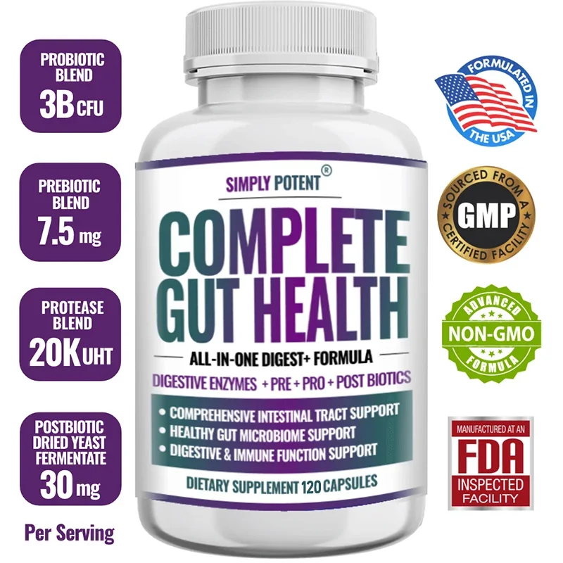 

Digestive Enzyme, Probiotic Blend Supports Gut Health - Dietary Supplement for Digestive and Immune Function