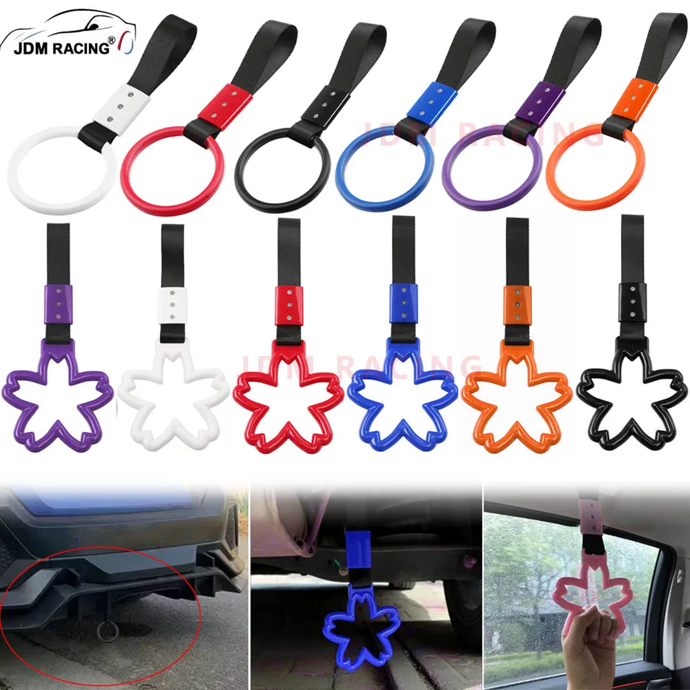 JDM RACING Train Bus Handle Hand Strap Ring Flowers Styling Drift Charm Strap Auto Access Car Tow Trailer Hole Decoration