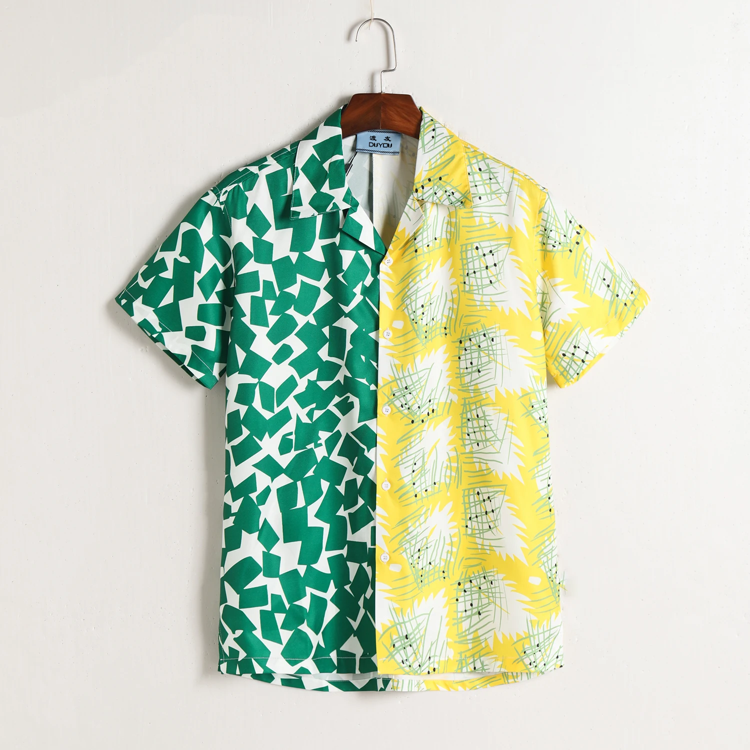 

Men's Cotton Dress Shirts Hawaii Style Print Short Sleeve Camisas Masculina Casual Slim Fit Mens Business Shirt 10199